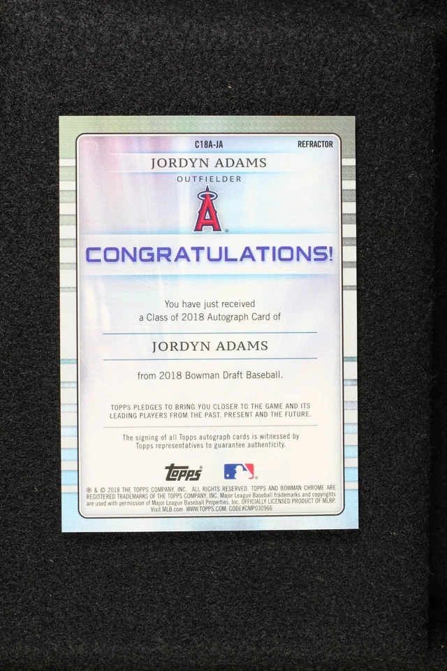 2018 Bowman Chrome Jordyn Adams Class of 2018 Refractor Auto /250 - Image 2 of 2