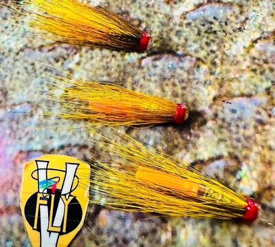 3 V Fly 1/2 Inch Ultimate Gold UV Banana Brass Salmon Tube Flies & Trebles