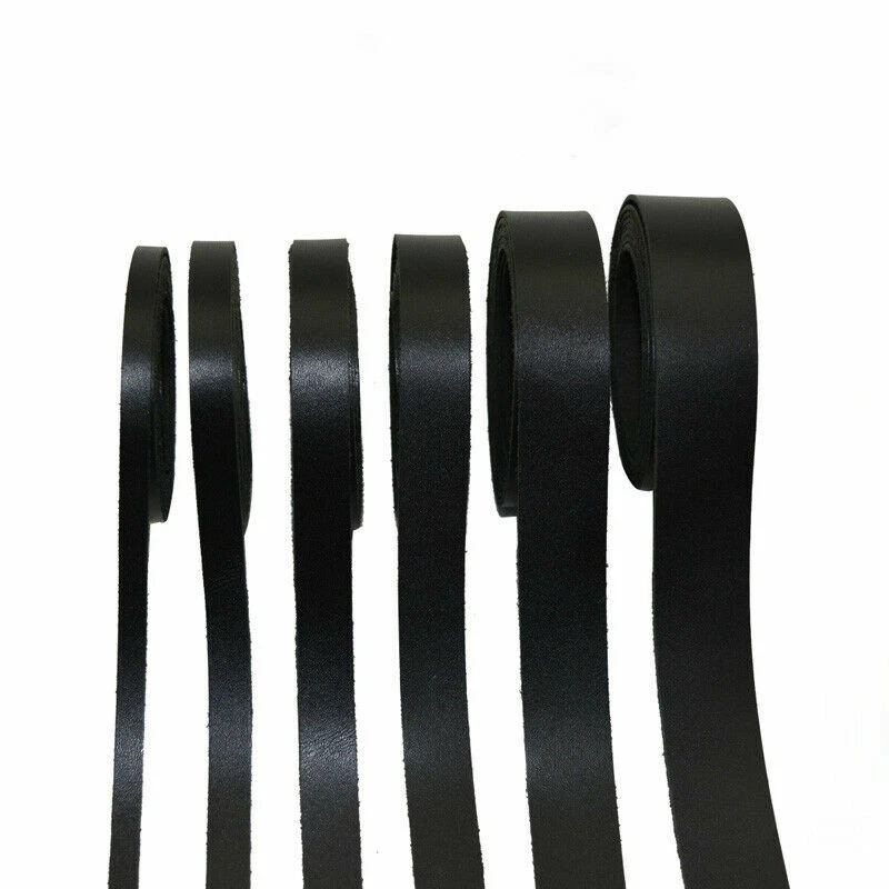 Cinta plana de cuero negro 1M artesanía hágalo usted mismo 8 mm/10 mm/12 mm/15 mm/20 mm/25 mm/30 mm/35 mm/40 mm Foto 3 de 4