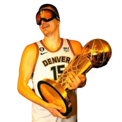 Denver Nuggets Sticker Nikola Jokic with Trophy NBA MVP Nuggets  Champions