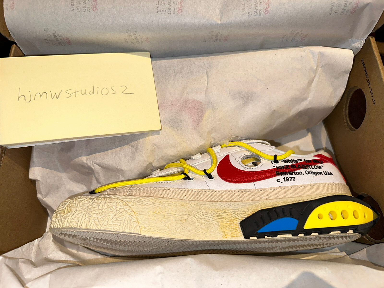 OFF WHITE X NIKE Taglia UK 4 5 (US 5) Blazer Nike basso x bianco sporco bianco università rosso✅