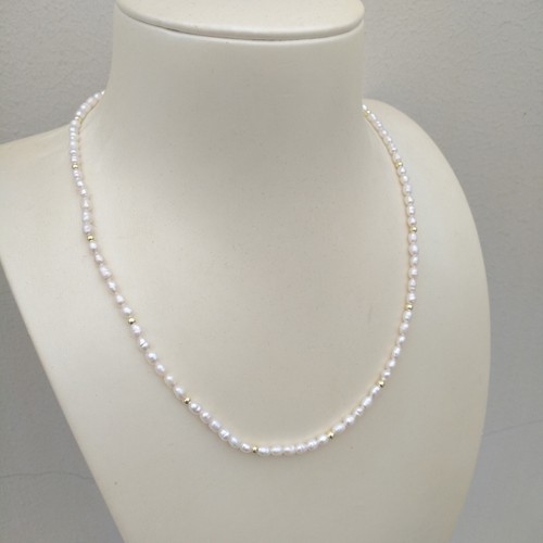 Collar de perlas Akoya blancas genuinas naturales AAA+ de 17" de oro de 14 k P - Imagen 5 de 8