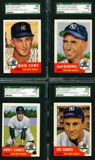 1953 Topps (1991 Archives) 4 Diff. Yankees  (BURDETTE COLLECTION) all SGC 88
