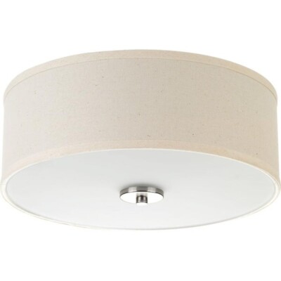 Progress Lighting Inspire 13 in. Brushed Nickel Ceiling Light Drum Flush Mount