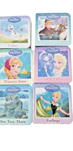 6 Disney Frozen Mini Books Colors Feelings Let It Go Princess Anna Kristoff 123 - Picture 1 of 4