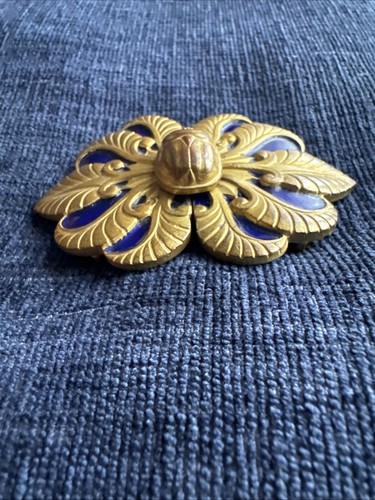 antique art nouveau Piel Freres gilt enamel eygptian revival scarab belt buckle - Picture 11 of 13