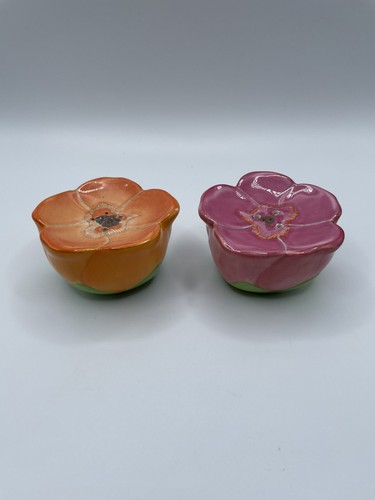 Lenox Floral Salt And Pepper Shakers Pink Orange Flowers - Picture 2 of 7