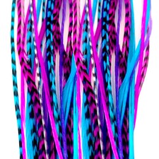 Feather Hair Extensions, 100 Real Rooster Feathers, Long Pink, Purple, Blue