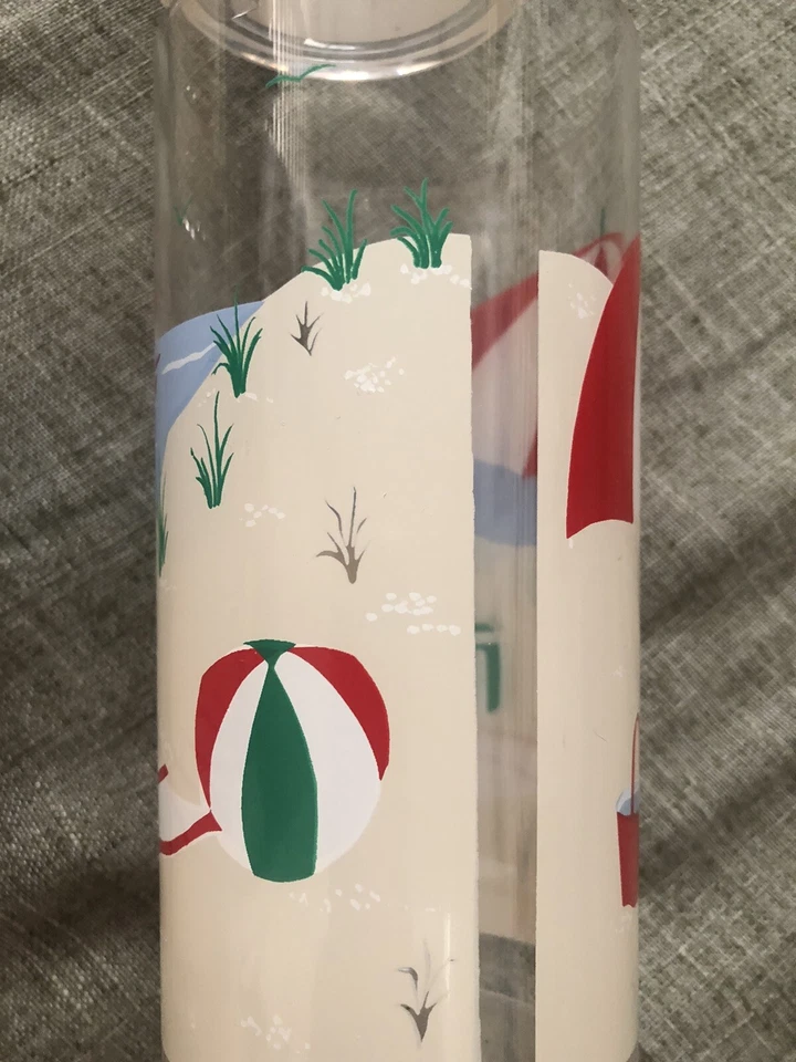 Juego de 4 escenas de playa de plástico Kraftware Kasualware 19 oz. Gafas Cooler Vintage Foto 3 de 4