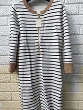 MAJE Striped Jumper Dress 12 (Size 3) Ivory Black New