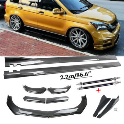 For Honda Pilot 2003-2023 Carbon Fiber Front Bumper Lip Spoiler & Side Skirt
