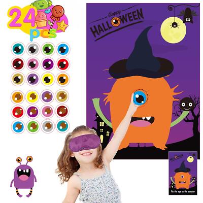 Halloween game for kids party fun pin the eye on monster activity party set  NEW