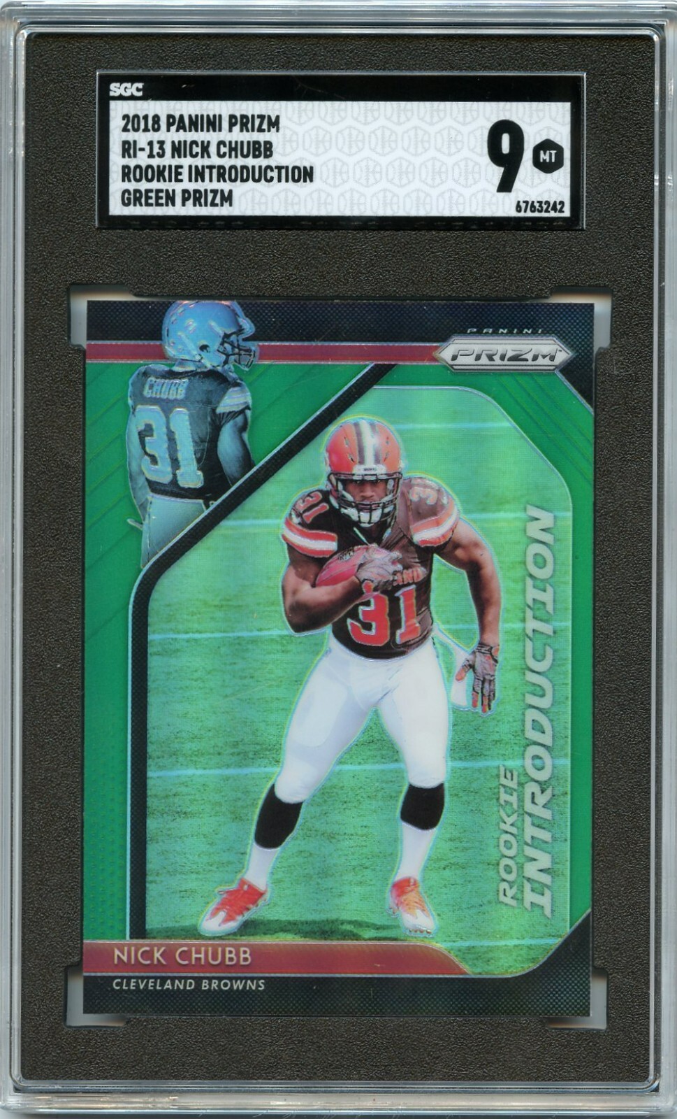 Nick Chubb Panini Prizm Rookie Introduction #RI13 Green