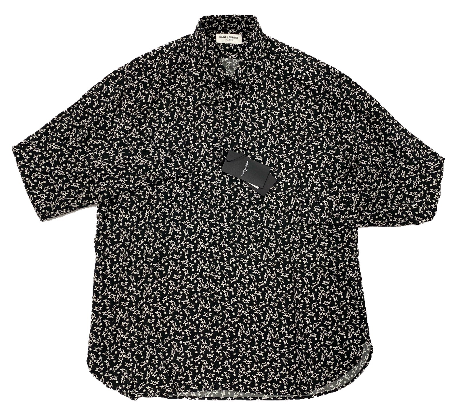 Camicia Saint Laurent Costellazione Nera $900 Taglia XL Made in Italy