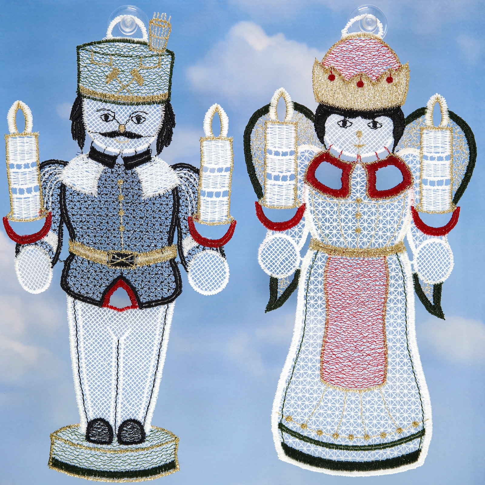 PLAUENER SPITZE Fensterbilder WEIHNACHTEN Bergmann Engel 24 cm Fensterdekoration