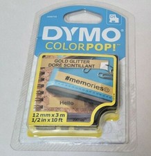 DYMO D1 Colorpop Label Tape Gold Glitter, 12mm x 3m, 1/2" x 10 Ft, Free Shipping