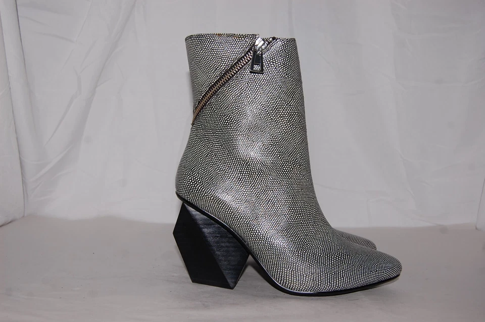 $750❤️ 38/8 UNITED NUDE Gris Cuero Estampado Real Tacones Altos Botines Botín Foto 3 de 4