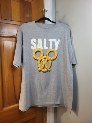 Disney X Hanes Mickey Mouse Pretzel Salty Graphic Tee Grey Sz XL