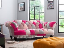 Bespoke Judge Oskar Button Back Chesterfield Patchwork Velvet Fabric Sofa