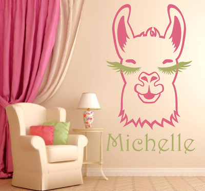 Llama Long Lashes PERSONALIZED NAME LARGE WALL VINYL DECAL ART 22'' COLOR CHOICES