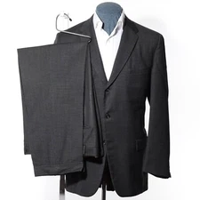 42R Vintage 1960 Richman 3-Button Gray Check Wool 2-Piece Suit 37x30 Trousers L