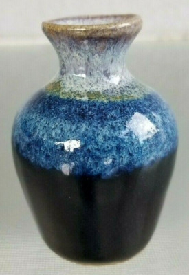 Mid Century Studio Art Pottery Vase Cobalt Blue Artist Signed FF ...