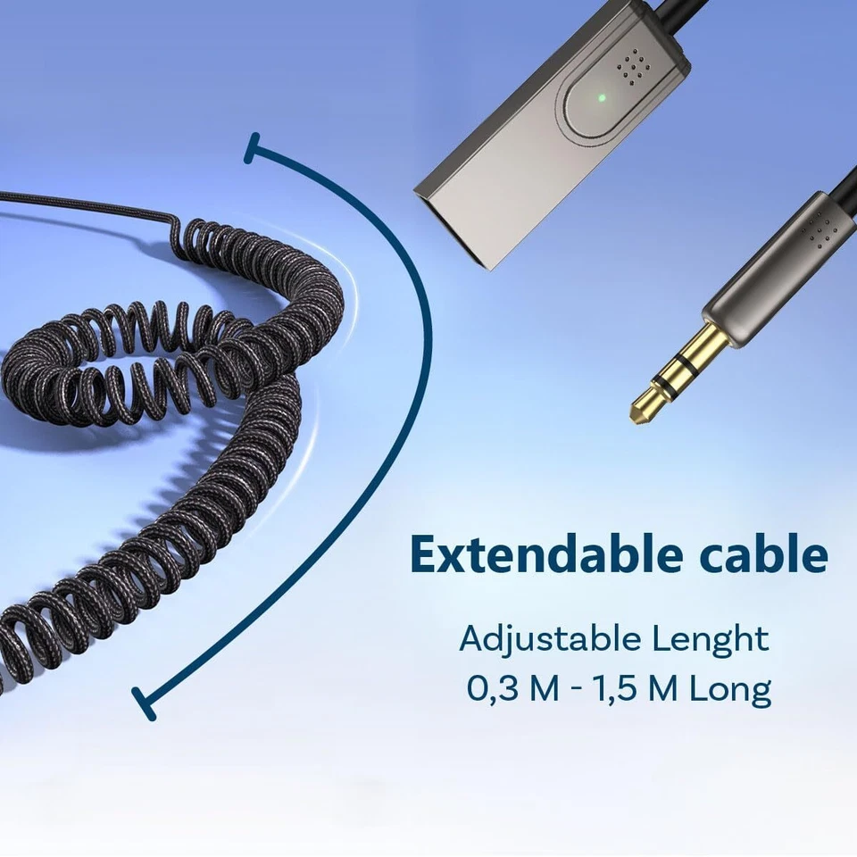 USA Aux to Bluetooth 5.1 Adapter 3.5mm Bluetooth Receiver Microphone for Car Lot - Image 4 of 4