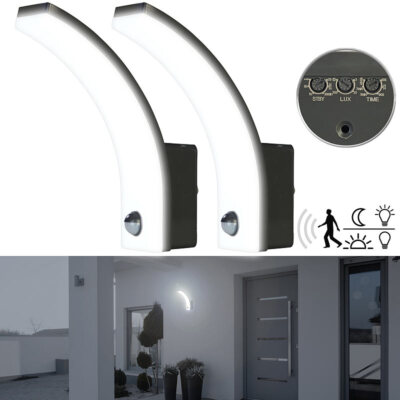 Lunartec 2er-Set LED-Außenwandleuchte PIR-Sensor, 2.300 lm, 20 W, IP65, schwarz
