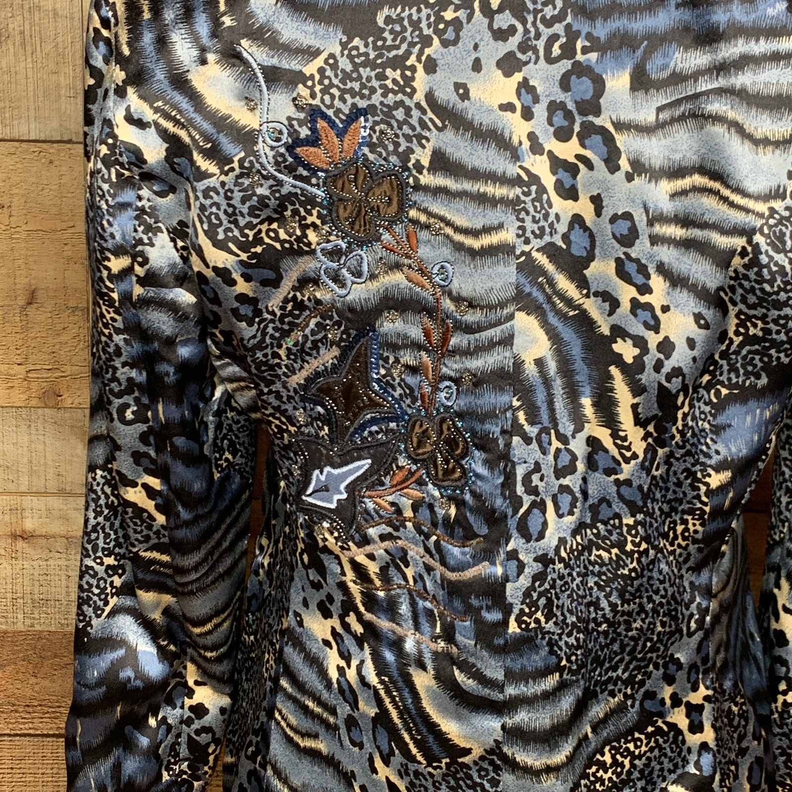 ANAGE TOO Animal Print Patchwork Embellished Bead… - image 5