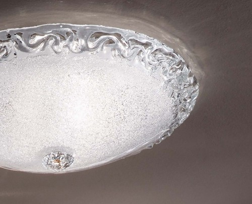 Plafoniera classica in vetro murano granigliato trasparente a 2 luci DP222 - Imagen 2 de 2