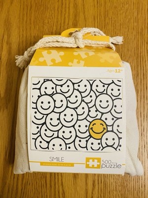 Smile 500 Piece Jigsaw Puzzle Happy Smiley Face with Canvas Storage Bag NEW