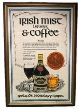VTG1979Wooden Frame Irish Mist Liqueur & Coffee, Made in Ireland  21.5" x 31.5"