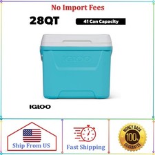 Igloo 28 QT Laguna Hard-Sided Ice Chest Cooler, Aqua Blue and White
