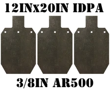 12x20 IDPA AR500 Gong Shooting Target - 3/8in Rifle Target - 3pc. Steel Target