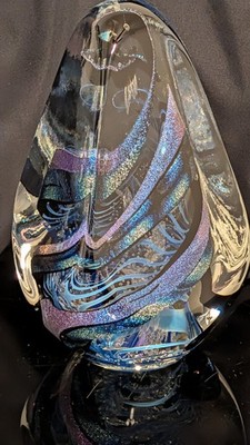 KING ROLLIN KARG'S MAGNIFICANT, IRIDESCENT, DICHROIC PYRAMID W/ MLTPL COLORS!