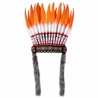 Coiffe à Plumes Broderie Géométrique Serre-Tête à Plumes pour Spectacle, Photo - Photo 1/4