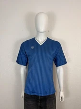 Vintage KOPA Soccer Jersey Blue Striped V-Neck Shirt Men’s Size M 