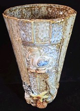 Large Nautical Themed Glazed Ceramic Vases 11 x 6" Pelican Starfish Oar Anchor