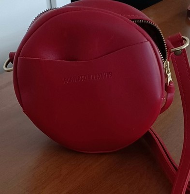 Portland Leather Goods Circle Crossbody Bag  Small  Red