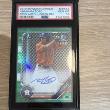 Topps 2019 Bowman Chrome Abraham Toro Astros Auto Green Ref CPA-AT /99 PSA 10 RC
