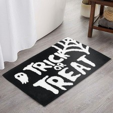 Black White Bath Mat Spider Web Non Slip Washable Gothic Rug Fall Decor 20x32