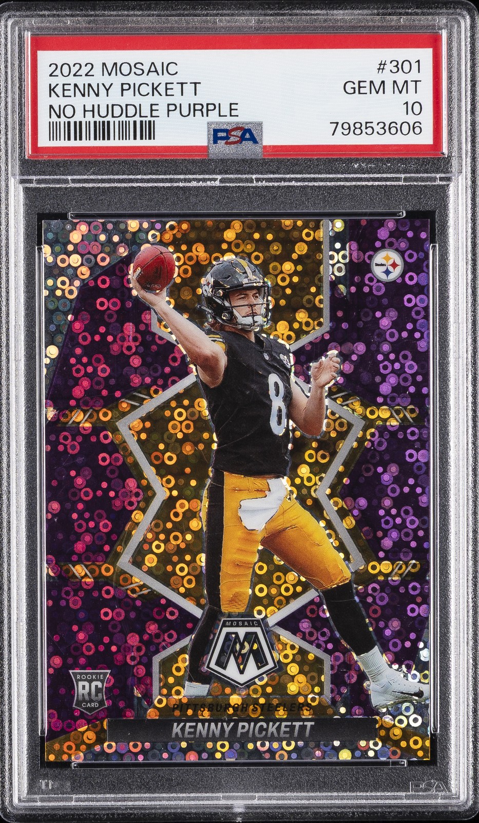 2022 PANINI MOSAIC NO HUDDLE PURPLE #301 KENNY PICKETT 16/50 PSA 10