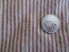 4884. Woven HOMESPUN DEEP RED TAN STRIPED Cotton FABRIC - 43" x 5/8 yd.