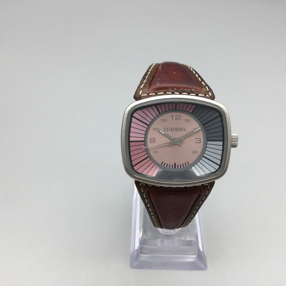 Diesel Watch Women 38mm Pink Blue Dial Silver Tone Leather DZ-3028 New Battery - Image 2 of 4