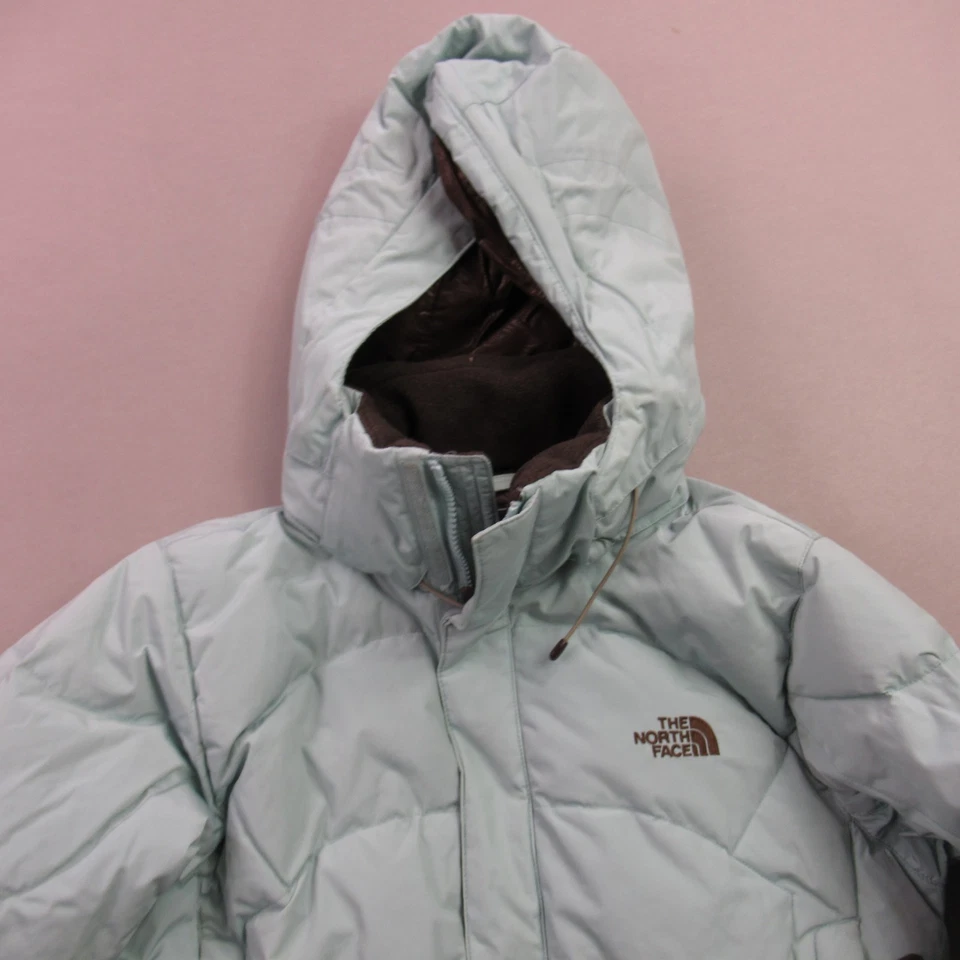 Abrigo North Face para mujer manga larga mediana cremallera completa bolsillos acolchado con capucha 600 Foto 3 de 4