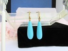 Vintage 31MM Turquoise Glass Pendant Earrings Clips Gold Plate