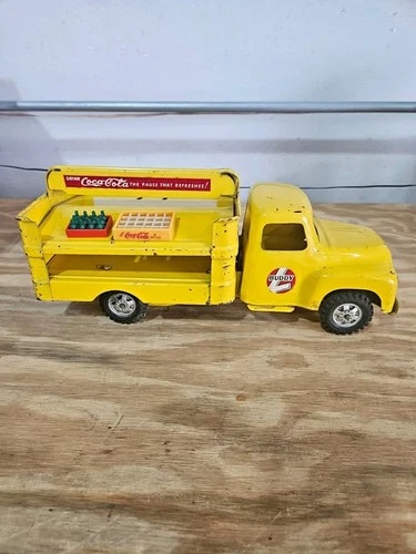 Vintage 1965 Yellow Buddy L Coca Cola Pressed Steel Delivery Truck