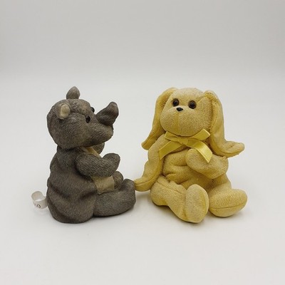 Spielzeug Hase und Nashorn Nashorn Resin Vintage Figuren TY Plüsch sehen aus wie