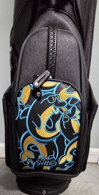 Vessel x SWAG FLIPPER 4-Way Cart/Stand Bag Black/Blue/Gold Synthetic Leather Zip