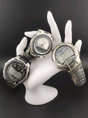 3 Casio Watche Fishing Gear Illuminator AW-82 Moon Phase Dual- AE-2000W- W-758